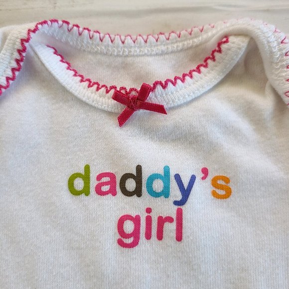 ♡ 5/$20 - Carter's Girls White Colorful Daddy's Girl Print Short Sleeve Bodysuit - Picture 3 of 6